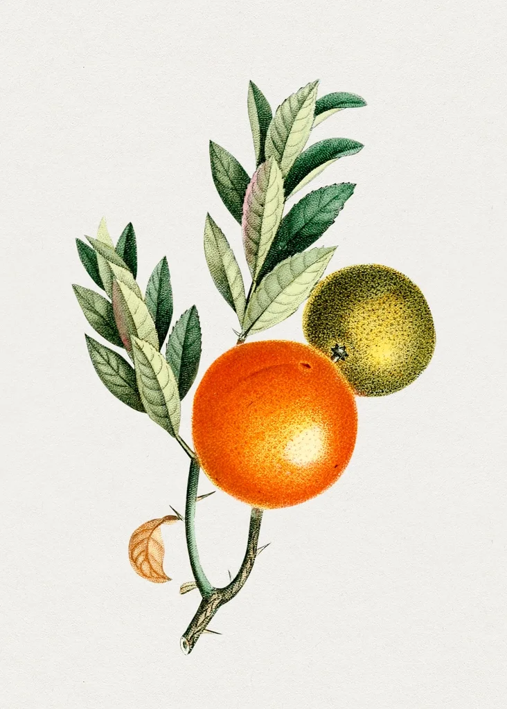 Citrus botanical plate, public domain.