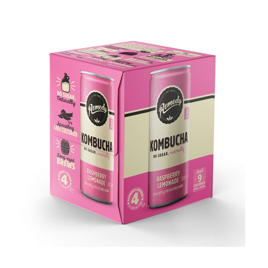 Remedy Raspberry Lemonade Kombucha Multipack 4x330m